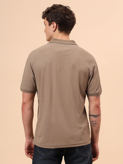 T-Shirt for Men | Breathable & Soft with Color Fastness Regular Fit Polo Neck Polyester Fabric Solid Pattern