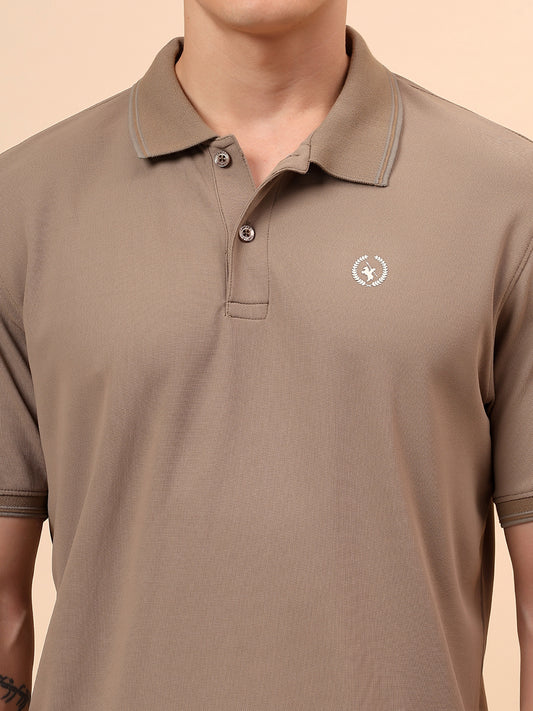 T-Shirt for Men | Breathable & Soft with Color Fastness Regular Fit Polo Neck Polyester Fabric Solid Pattern