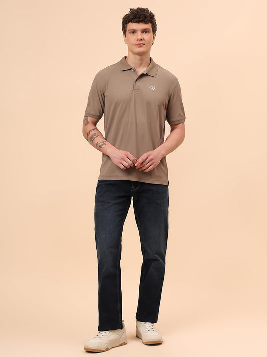 T-Shirt for Men | Breathable & Soft with Color Fastness Regular Fit Polo Neck Polyester Fabric Solid Pattern