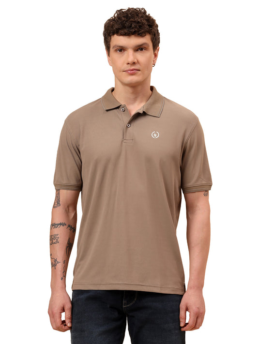 T-Shirt for Men | Breathable & Soft with Color Fastness Regular Fit Polo Neck Polyester Fabric Solid Pattern