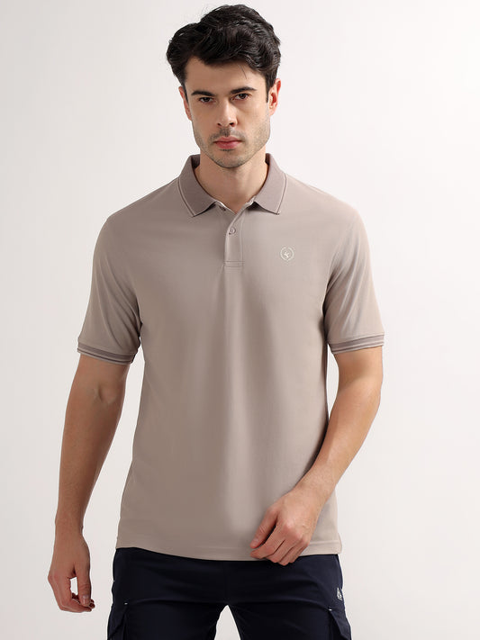 Men's Grey Solid Regular Fit Half Sleeve Casual T-Shirt