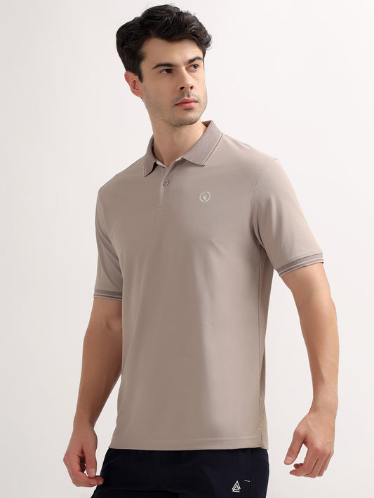 Men's Grey Solid Regular Fit Half Sleeve Casual T-Shirt