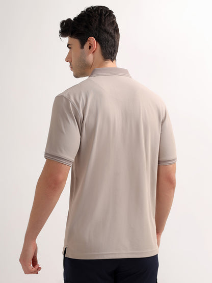 Men's Grey Solid Regular Fit Half Sleeve Casual T-Shirt