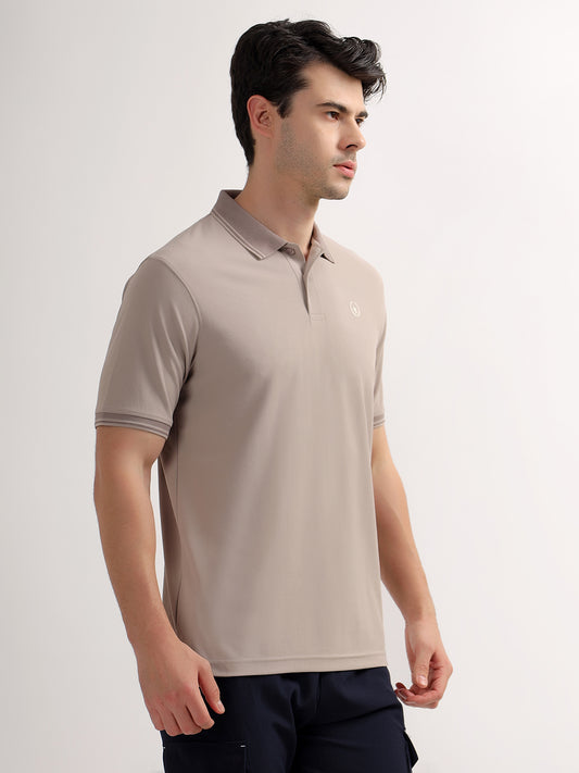 Men's Grey Solid Regular Fit Half Sleeve Casual T-Shirt