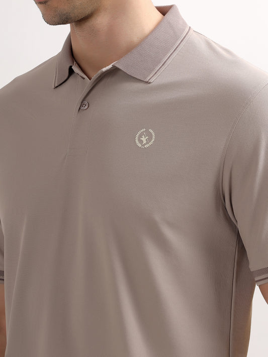 Men's Grey Solid Regular Fit Half Sleeve Casual T-Shirt
