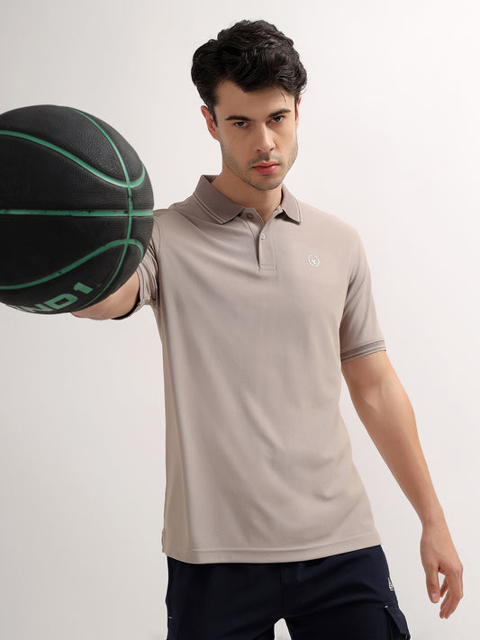 Men's Grey Solid Regular Fit Half Sleeve Casual T-Shirt