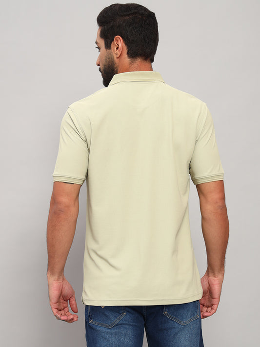 T-Shirt for Men | Breathable & Soft with Color Fastness Regular Fit Polo Neck Polyester Fabric Solid Pattern