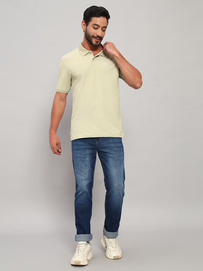 T-Shirt for Men | Breathable & Soft with Color Fastness Regular Fit Polo Neck Polyester Fabric Solid Pattern