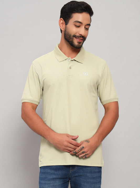 T-Shirt for Men | Breathable & Soft with Color Fastness Regular Fit Polo Neck Polyester Fabric Solid Pattern