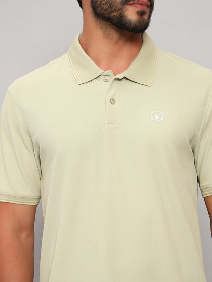 T-Shirt for Men | Breathable & Soft with Color Fastness Regular Fit Polo Neck Polyester Fabric Solid Pattern