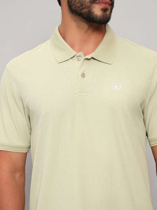 T-Shirt for Men | Breathable & Soft with Color Fastness Regular Fit Polo Neck Polyester Fabric Solid Pattern