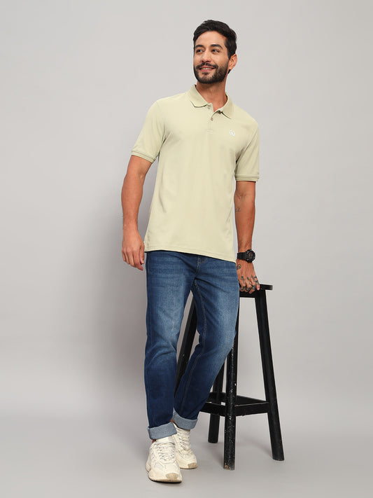 T-Shirt for Men | Breathable & Soft with Color Fastness Regular Fit Polo Neck Polyester Fabric Solid Pattern