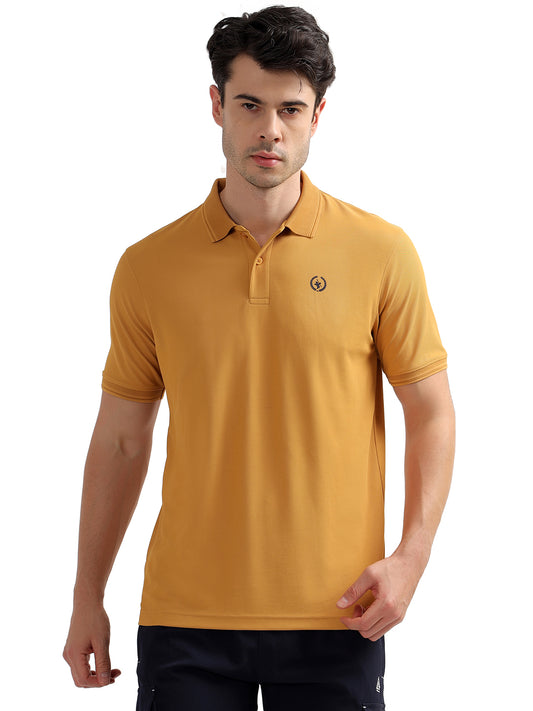 T-Shirt for Men | Breathable & Soft with Color Fastness Regular Fit Polo Neck Polyester Fabric Solid Pattern