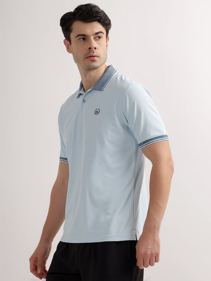 T-Shirt for Men | Breathable & Soft with Color Fastness Regular Fit Polo Neck Polyester Fabric Solid Pattern