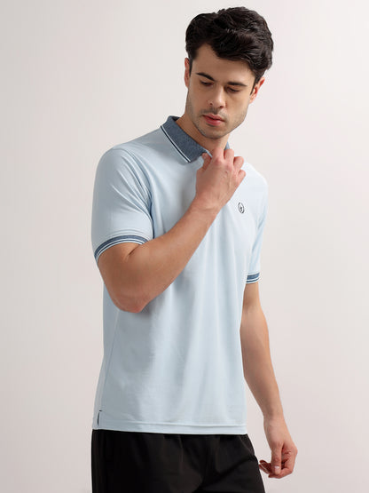 T-Shirt for Men | Breathable & Soft with Color Fastness Regular Fit Polo Neck Polyester Fabric Solid Pattern