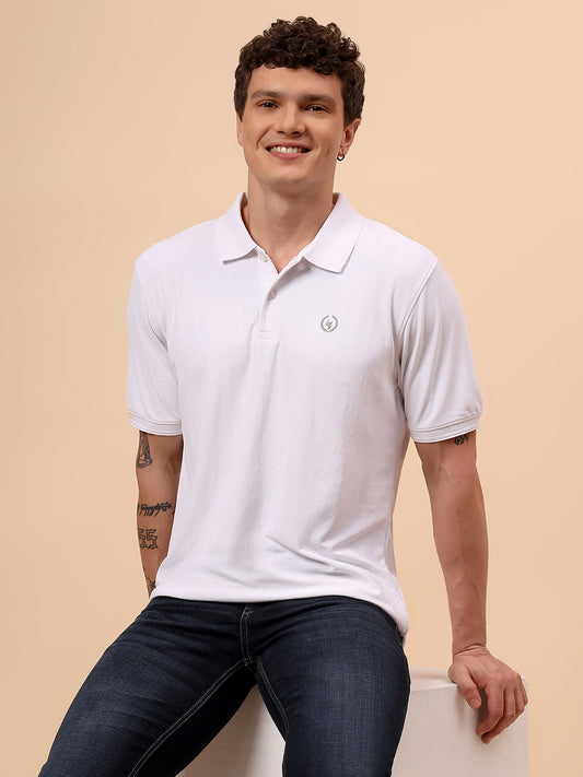 T-Shirt for Men | Breathable & Soft with Color Fastness Regular Fit Polo Neck Polyester Fabric Solid Pattern