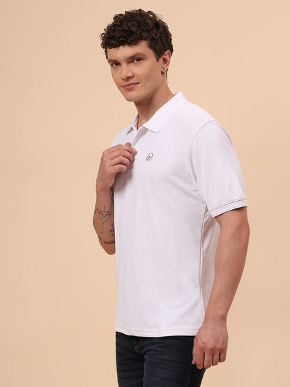 T-Shirt for Men | Breathable & Soft with Color Fastness Regular Fit Polo Neck Polyester Fabric Solid Pattern