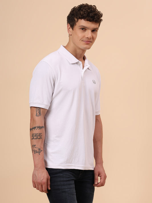 T-Shirt for Men | Breathable & Soft with Color Fastness Regular Fit Polo Neck Polyester Fabric Solid Pattern