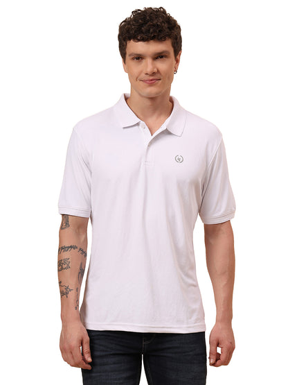 T-Shirt for Men | Breathable & Soft with Color Fastness Regular Fit Polo Neck Polyester Fabric Solid Pattern
