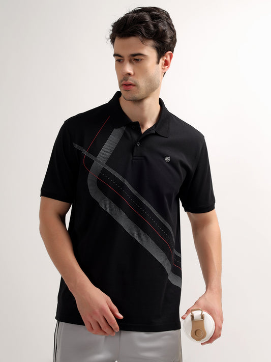 T-Shirt for Men | Breathable & Soft with Color Fastness Regular Fit Polo Neck Poly Cotton Fabric Printed Pattern