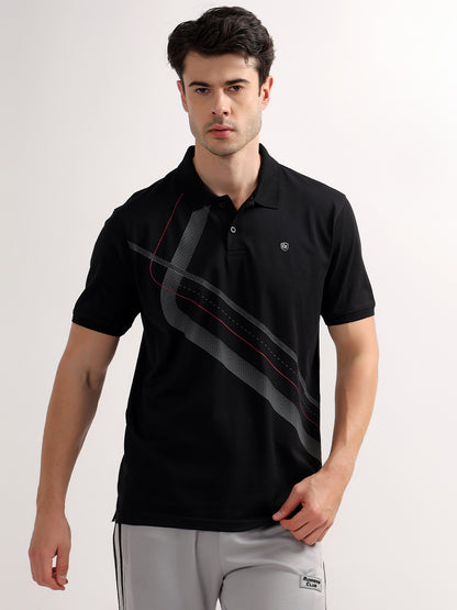 T-Shirt for Men | Breathable & Soft with Color Fastness Regular Fit Polo Neck Poly Cotton Fabric Printed Pattern