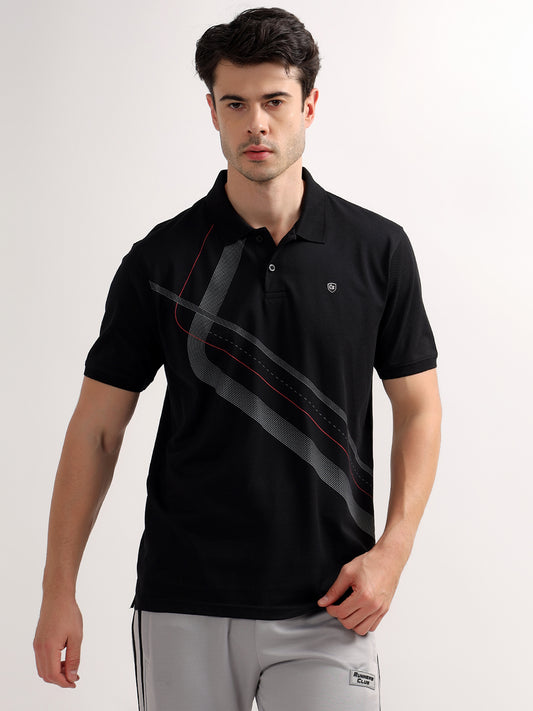 T-Shirt for Men | Breathable & Soft with Color Fastness Regular Fit Polo Neck Poly Cotton Fabric Printed Pattern