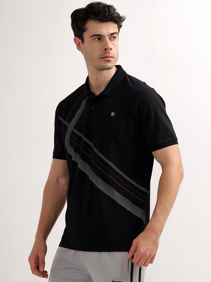 T-Shirt for Men | Breathable & Soft with Color Fastness Regular Fit Polo Neck Poly Cotton Fabric Printed Pattern