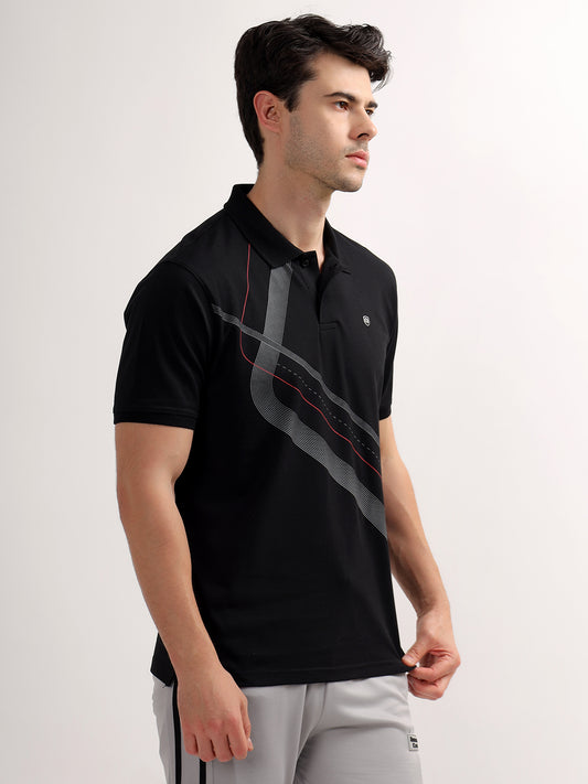 T-Shirt for Men | Breathable & Soft with Color Fastness Regular Fit Polo Neck Poly Cotton Fabric Printed Pattern