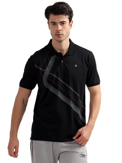 T-Shirt for Men | Breathable & Soft with Color Fastness Regular Fit Polo Neck Poly Cotton Fabric Printed Pattern