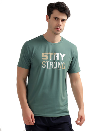 T-Shirt for Men | Breathable & Soft with Color Fastness Regular Fit Round Neck Polyester Fabric Printed Pattern