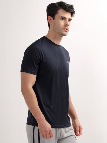 T-Shirt for Men | Breathable & Soft with Color Fastness Regular Fit Round Neck Polyester Fabric Solid Pattern