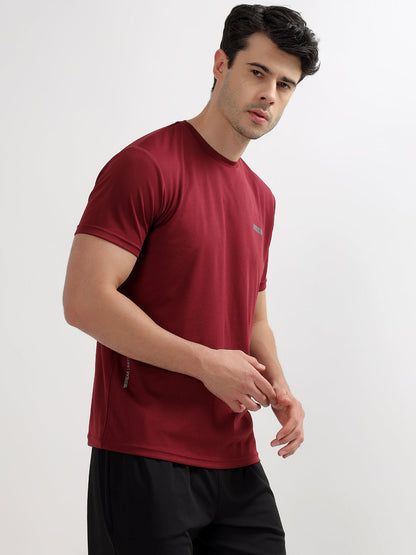 T-Shirt for Men | Breathable & Soft with Color Fastness Regular Fit Round Neck Polyester Fabric Solid Pattern