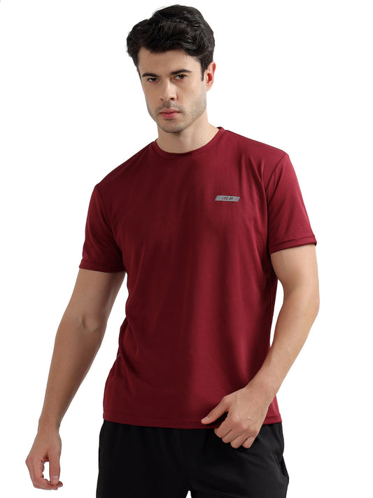 T-Shirt for Men | Breathable & Soft with Color Fastness Regular Fit Round Neck Polyester Fabric Solid Pattern