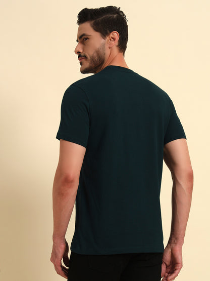 T-Shirt for Men | Breathable & Soft with Color Fastness Regular Fit Round Neck Poly Cotton Fabric Printed Pattern