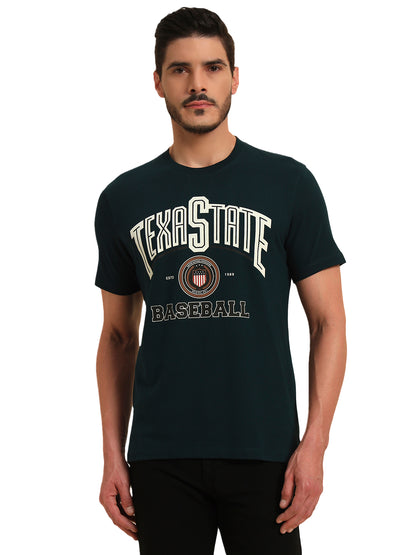 T-Shirt for Men | Breathable & Soft with Color Fastness Regular Fit Round Neck Poly Cotton Fabric Printed Pattern