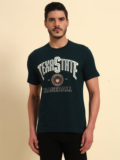 T-Shirt for Men | Breathable & Soft with Color Fastness Regular Fit Round Neck Poly Cotton Fabric Printed Pattern