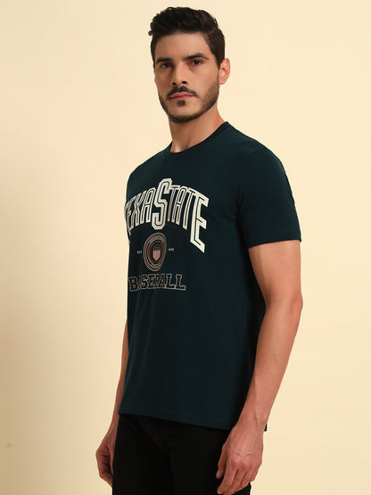 T-Shirt for Men | Breathable & Soft with Color Fastness Regular Fit Round Neck Poly Cotton Fabric Printed Pattern