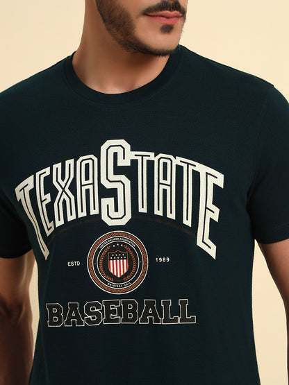 T-Shirt for Men | Breathable & Soft with Color Fastness Regular Fit Round Neck Poly Cotton Fabric Printed Pattern