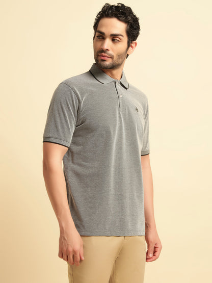 T-Shirt for Men | Breathable & Soft with Color Fastness Regular Fit Polo Neck Poly Cotton Fabric Solid Pattern