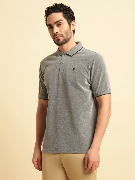T-Shirt for Men | Breathable & Soft with Color Fastness Regular Fit Polo Neck Poly Cotton Fabric Solid Pattern