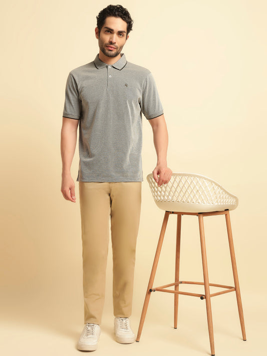 T-Shirt for Men | Breathable & Soft with Color Fastness Regular Fit Polo Neck Poly Cotton Fabric Solid Pattern