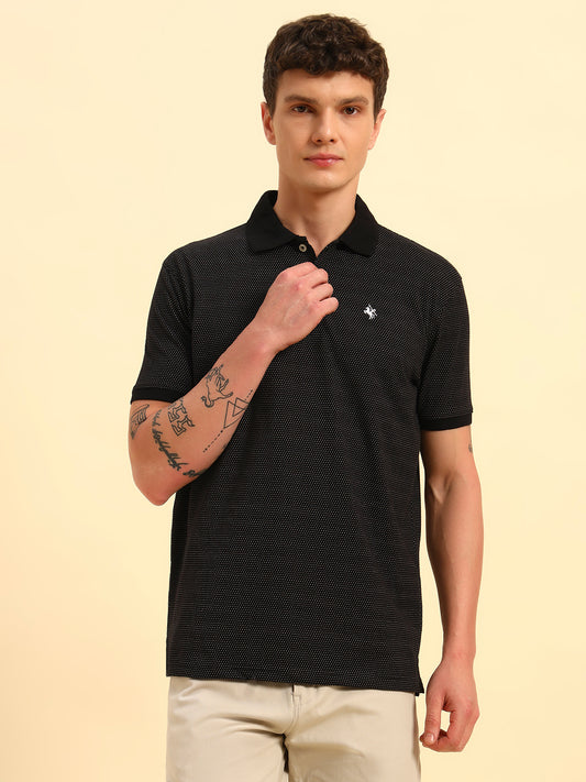 T-Shirt for Men | Breathable & Soft with Color Fastness Regular Fit Polo Neck Poly Cotton Fabric Printed Pattern