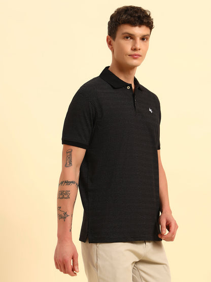 T-Shirt for Men | Breathable & Soft with Color Fastness Regular Fit Polo Neck Poly Cotton Fabric Printed Pattern