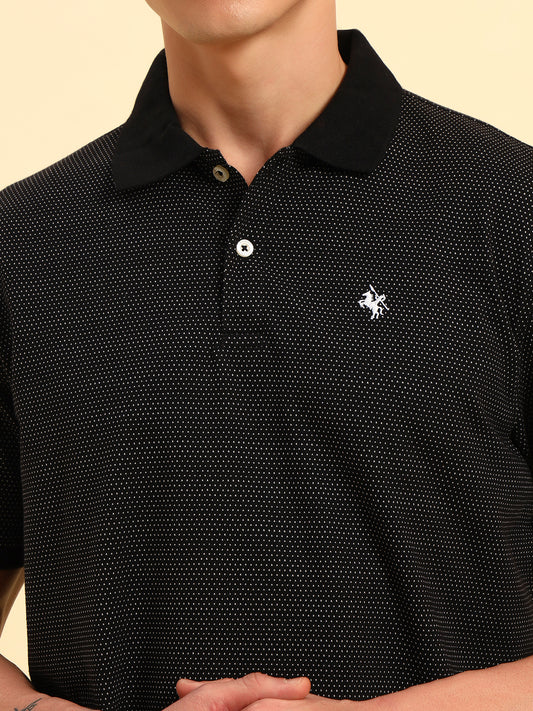 T-Shirt for Men | Breathable & Soft with Color Fastness Regular Fit Polo Neck Poly Cotton Fabric Printed Pattern