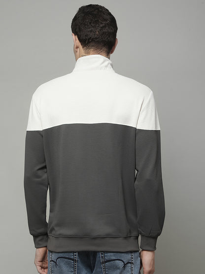 T-Shirt for Men | Breathable & Soft with Color Fastness Regular Fit Mock Neck Poly Cotton Fabric Colour Block Pattern