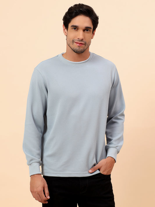 T-Shirt for Men l Breathable & Soft with Color Fastness Regular Fit Poly Cotton Fabric Self Design Pattern