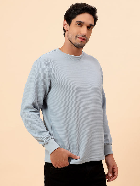 T-Shirt for Men l Breathable & Soft with Color Fastness Regular Fit Poly Cotton Fabric Self Design Pattern