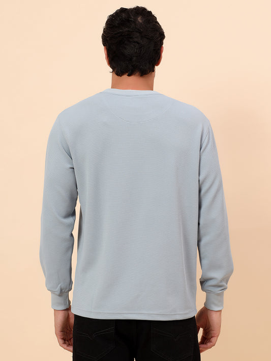 T-Shirt for Men l Breathable & Soft with Color Fastness Regular Fit Poly Cotton Fabric Self Design Pattern