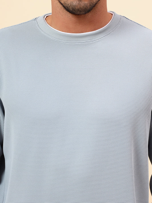 T-Shirt for Men l Breathable & Soft with Color Fastness Regular Fit Poly Cotton Fabric Self Design Pattern