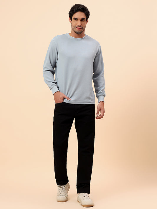 T-Shirt for Men l Breathable & Soft with Color Fastness Regular Fit Poly Cotton Fabric Self Design Pattern